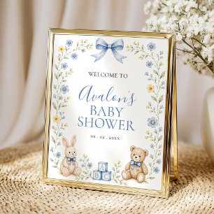Affiche Bienvenue à la Baby Shower de la Nurserie Fleurie