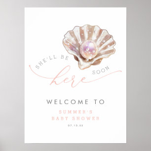 Affiche Bienvenue à la Baby Shower de la petite perle sous