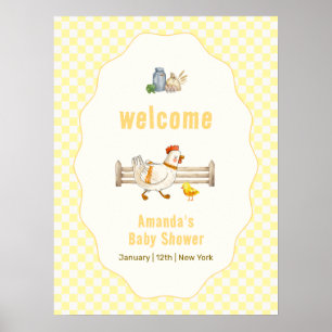 Affiche Bienvenue à la Baby Shower de la petite poule de l