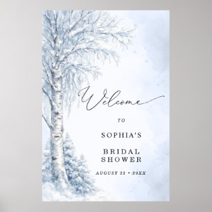 Affiche Bienvenue à la Baby Shower de l'Arbre de bouleau g