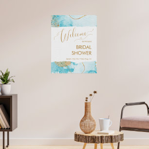 Affiche Bienvenue à la Baby Shower de mariage aquarelle du
