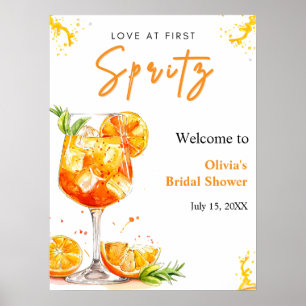 Affiche Bienvenue à la Baby Shower de mariage Orange Love