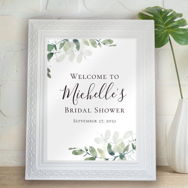 Affiche Bienvenue à la Baby Shower de Mariée au feuillage  (Créateur téléchargé)