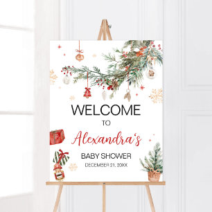 Affiche Bienvenue à la Baby Shower de Noël Merry Little Ch