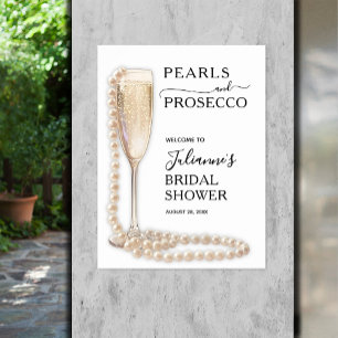 Affiche Bienvenue à la Baby Shower de Perles et Prosecco