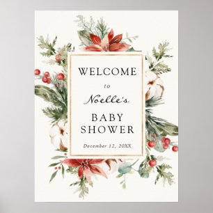 Affiche Bienvenue à la Baby Shower d'hiver Evergreen Poins