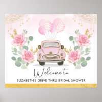 Bienvenue à la Baby Shower Drive Thru Mariage Rose