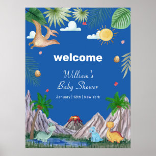 Affiche Bienvenue à la Baby Shower du Bébé Dinosaure de la