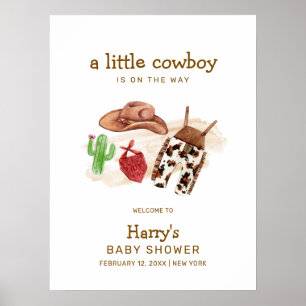Affiche Bienvenue à la Baby Shower du Cowboy au Cactus Occ