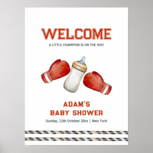 Affiche Bienvenue à la Baby Shower du Petit Champion Garço