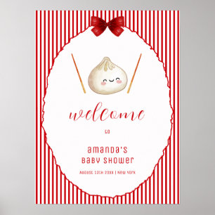 Affiche Bienvenue à la Baby Shower Dumpling Asiatique Ruba