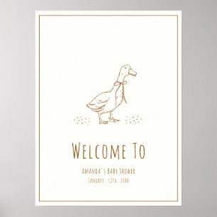 Affiche Bienvenue à la Baby Shower Élégante Boho Silly Goo