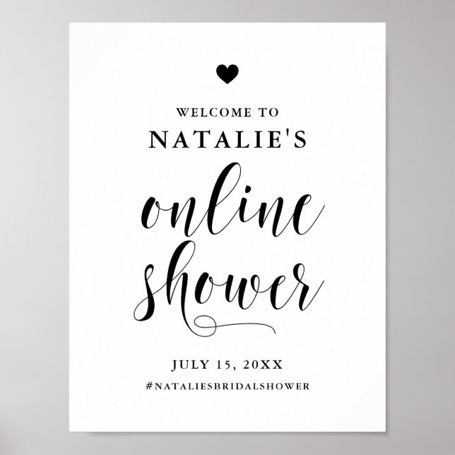 Affiche Bienvenue à la Baby Shower en ligne de mariage écr (Devant)