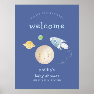 Affiche Bienvenue à la Baby Shower Espace Garçon Au-Delà d