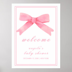 Affiche Bienvenue à la Baby Shower Fille Arc-en-Ciel Rose 