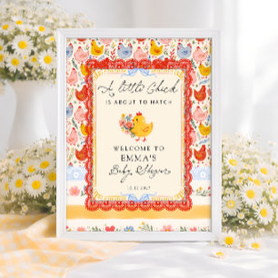 Affiche Bienvenue à la Baby Shower Fille de la Ferme de Pe