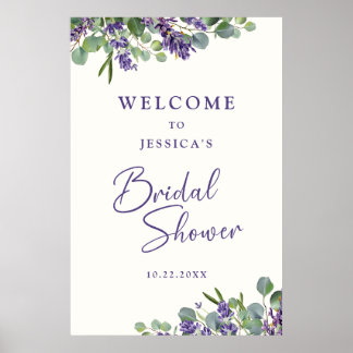 Affiche Bienvenue à la Baby Shower Fleur Aquarelle