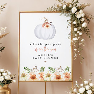 Affiche Bienvenue à la Baby Shower Fleurie d'Automne Petit