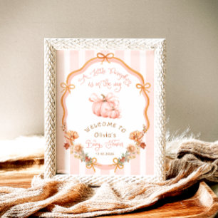 Affiche Bienvenue à la Baby Shower Fleurie de l'Automne av