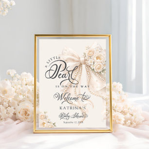 Affiche Bienvenue à la Baby Shower Fleurie Little Pearl Bo