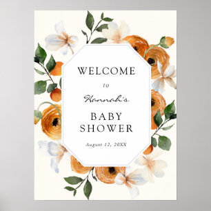 Affiche Bienvenue à la Baby Shower Fleurs d'Oranger Clémen
