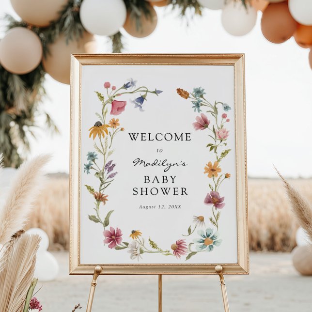 Affiche Bienvenue à la Baby Shower Fleurs en Fleur (Créateur téléchargé)