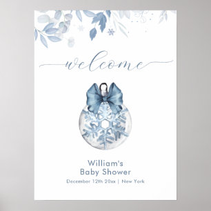 Affiche Bienvenue à la Baby Shower Flocon de Neige Arc d'H
