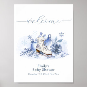 Affiche Bienvenue à la Baby Shower Flocon de Neige de l'Hi