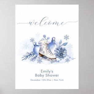 Affiche Bienvenue à la Baby Shower Flocon de Neige de l'Hi