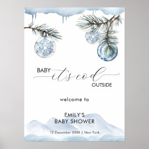 Affiche Bienvenue à la Baby Shower Flocon de Neige de Mont