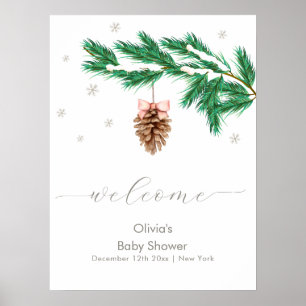 Affiche Bienvenue à la Baby Shower Flocon de neige d'hiver