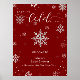 Affiche Bienvenue à la Baby Shower Flocon de Neige Magique