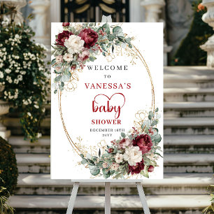 Affiche Bienvenue à la Baby Shower Florale de Bourgogne