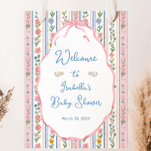 Affiche Bienvenue à la Baby Shower Florale Grandmillennial