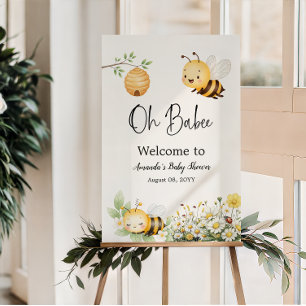 Affiche Bienvenue à la Baby Shower Florale Oh Bébé Honey B