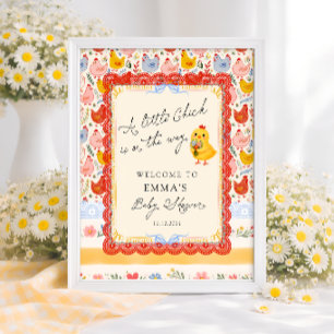 Affiche Bienvenue à la Baby Shower Florale Rustique de Pet