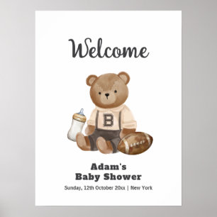 Affiche Bienvenue à la Baby Shower Foot Sport On Attend Av