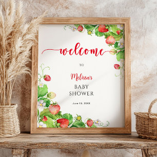 Affiche Bienvenue à la Baby Shower Fraise 