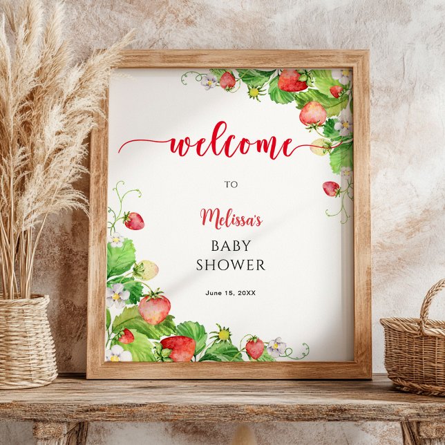 Affiche Bienvenue à la Baby Shower Fraise  (Créateur téléchargé)