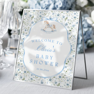 Affiche Bienvenue à la Baby Shower Garçon Cheval à Bascule