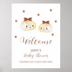 Affiche Bienvenue à la Baby Shower Genre Neutre Mignon Bou