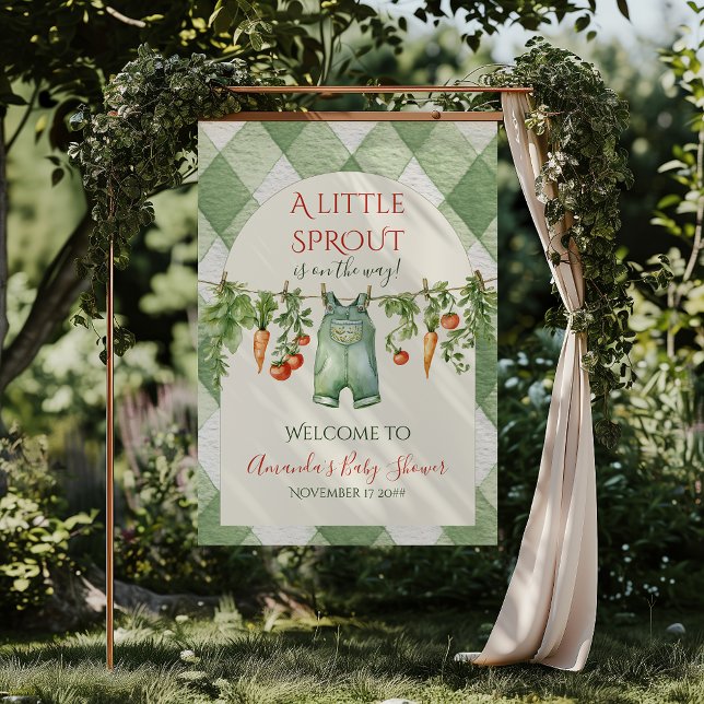 Affiche Bienvenue à la Baby Shower Genre Neutre Pousses Ru (Créateur téléchargé)
