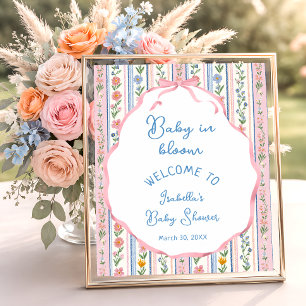 Affiche Bienvenue à la baby shower grandmillennial Baby in