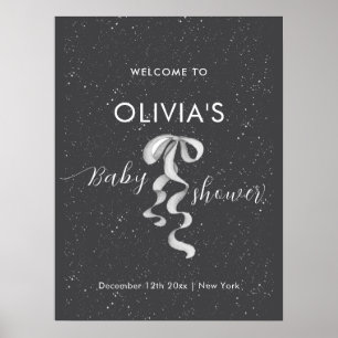 Affiche Bienvenue à la Baby Shower Hiver Minimaliste Arc A