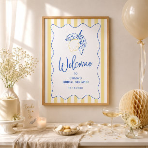 Affiche Bienvenue à la Baby Shower Italienne Citron Estiva