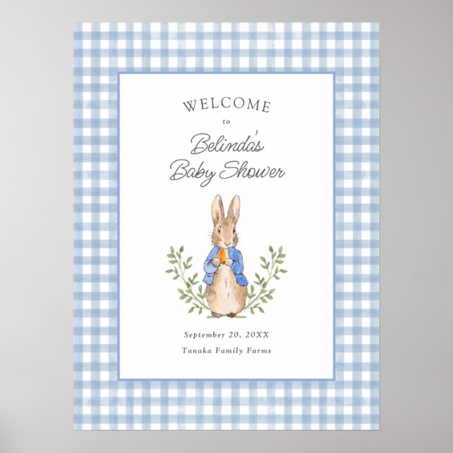 Affiche Bienvenue à la Baby Shower Lapin Conte de Fées Cla (Devant)