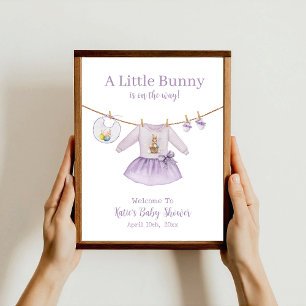 Affiche Bienvenue à la Baby Shower Lapin de Pâques Robe Vi