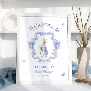 Affiche Bienvenue à la Baby Shower Lapin Mignon