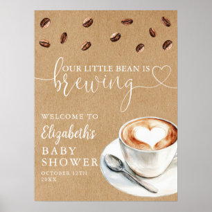Affiche Bienvenue à la Baby Shower Little Bean Brewing Cof