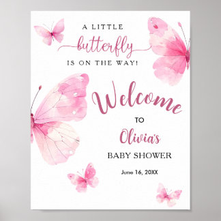 Affiche Bienvenue à la Baby Shower Little Butterfly